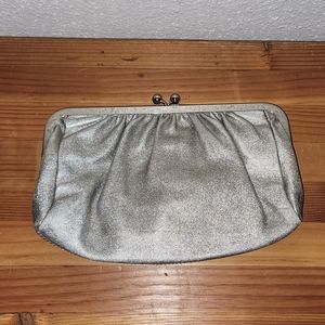 EUC Silver Leather Express Clutch